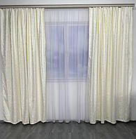 Пошитые мраморные шторы 150x270 cm (2 шт) молочного цвета.