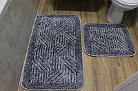 Набор ковриков хлопковых для ванной и туалета 60x100 50x60 см Tropikhome Shaggy Серый