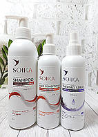 Набор Soika для жирных волос "Глубокая очистка" 3в1 с АНА кислотами (шампунь, кондиционер, термозащита)