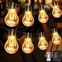 Aurogeek Outdoor String Lights Работает от батареи: 9 м/30 футов LED с 12 A60 Пластиковая лампа Висящий Festoo