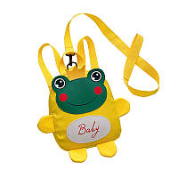 Детский рюкзак Lesko A-6864 Frog Yellow с ремешком анти-потеряшкой для детского сада 10шт