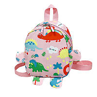 Детский рюкзак Lesko A-1025 Dinosaur Pink на одно отделение с ремешком 20шт