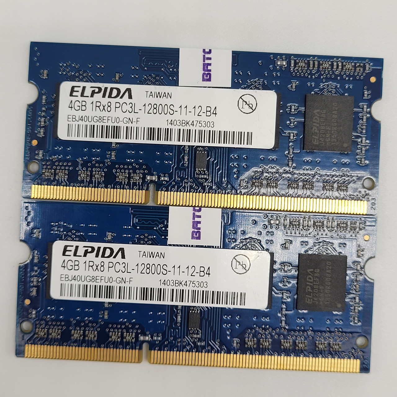 Оперативна пам'ять для ноутбука Elpida SODIMM DDR3L 8Gb (4Gb+4Gb) 1600MHz 12800S CL11 (EBJ40UG8EFU0-GN-F) Б/У