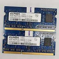 Оперативная память для ноутбука Elpida SODIMM DDR3L 8Gb (4Gb+4Gb) 1600MHz 12800S CL11 (EBJ40UG8EFU0-GN-F) Б/У