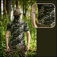 Мужская футболка военного цвета пиксель хорошая потоотводная, камуфляжные боевые футболки