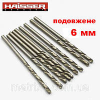Сверло по металлу длинное, 6.0х91х139 мм цилиндрический хвостовик DIN 340 сталь HSS-G HAISSER 17553