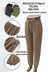 Жіночі трикотажнi штани БАТАЛ A5233 (в уп. рiзний кольори) весна-осінь.