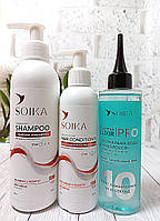 Набор Soika для жирных волос "Глубокая очистка" 3в1 с АНА кислотами (шампунь, кондиционер, зеркальная вода)