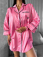 Женская домашняя рубашка свободного кроя, женская домашняя рубашка в полоску из шелка