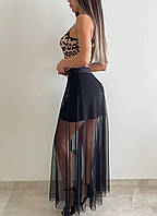 Стильная женская юбка миди с сеткой ткань : евро сетка+микродайвинг мод 665