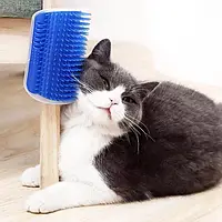 Щётка-чесалка Cat it Self Groomer для котов и кошек, крепление на стену или мебель (синяя)