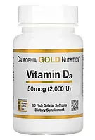 Витамин D3 50 мг, California Gold Nutrition, 90 капсул