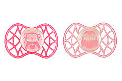 Пустушка Nuvita Air55 Explorer 6міс+, ортодонтична, 2шт, світиться у темряві, мавпа/сова (NV7086GF)