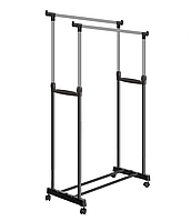 Напольная двойная вешалка- стойка для одежды Double Pole Clothes Horse на колесиках. MA218