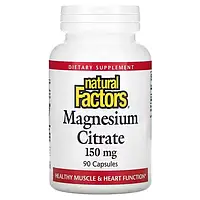 Цитрат магния (Magnesium Citrate) 150 мг, Natural Factors, 90 капсул