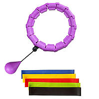 Комплект хулахуп для похудения Hoola Hoop Massager Розовый и резинки для фитнеса Fitness (5 шт./уп.) (SH)