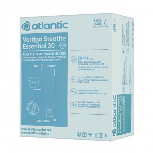 Водонагреватель бытовой электрический Atlantic Vertigo Steatite Essential 30 MP-025 2F 220E-S (1000W) WHITE - фото 8 - id-p2148933410