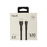 Кабель для передавання даних/заряджання HAVIT HV-H610 (USB/lightning), 2 A, 1 м, black, фото 3