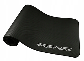 Килимок (мат) спортивний SportVida NBR 180 x 60 x 1 см для йоги та фітнесу SV-HK0166 Black