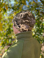 Тепла армійська флісова шапка на зиму під шолом із щільного матеріалу 260гр/м, колір піксель