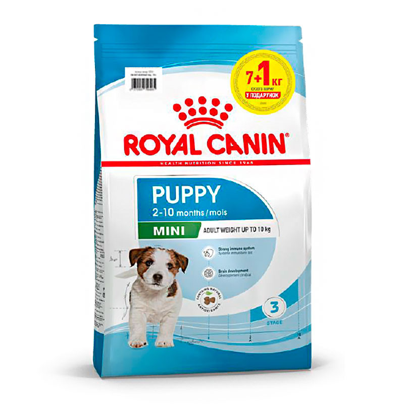 Сухий корм для щенят дрібних порід Royal Canin SHN Mini Puppy 7 кг+1кг, фото 1