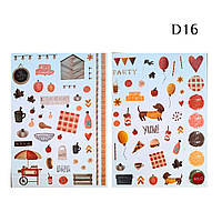 Наклейки для альбома DIY| Клейкие наклейки| Набор стикеров 2 листа D16