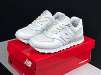 Женские белые кожаные кроссовки с сеткой New Balance Classic . Белые нью баланс