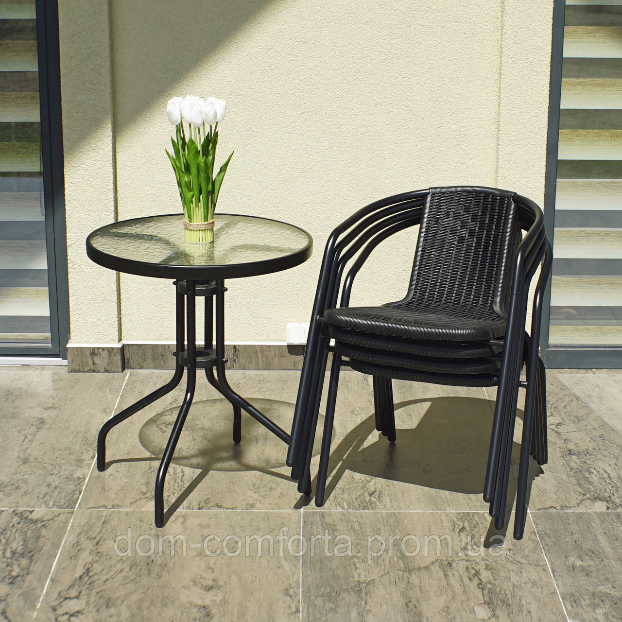 Комплект садових меблів вуличний 4Points Bari-2  на дачу зі столом та двома стільцями для саду тераси будинку DL