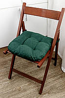 Подушка на стул 40х40см квадратная на липучках для садовых стульев ткань Изумрудный DL