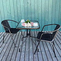 Комплект садовой мебели 4Points Monza-2 на дачу с квадратным столом и двумя стульями для сада для кафе DL