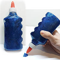 Клей декоративний з блискітками / "Glitter Color" 190мл / синій / Клей з глітером для творчості