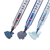 Набір маркерів акварельних  SANTI Glitter Brush, відтінки синього, 3 шт/уп., фото 3
