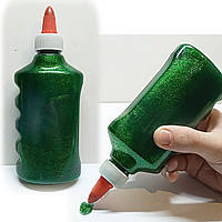 Клей декоративний з блискітками / "Glitter Color" 190мл / зелений / Клей з глітером для творчості