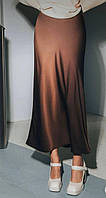 Женская весенняя длинная юбка с разрезом из струящегося шелка Армани размеры 42-48