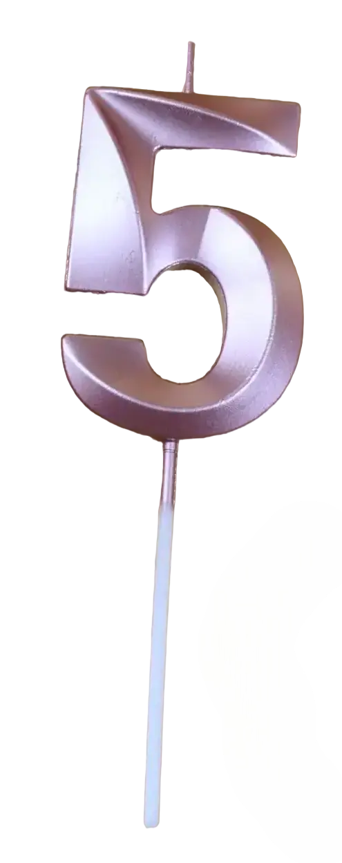 Свічки на торт Цифри - пудровий колір "5", фото 1