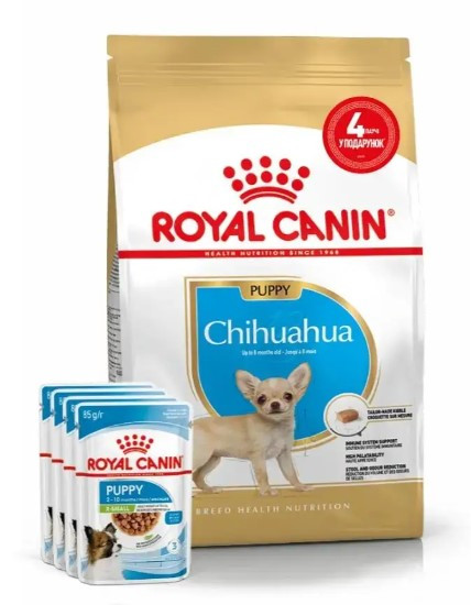 Сухий корм для цуценят породи чихуахуа Royal Canin BHN Puppy Chihuahua 1,5 кг + 4 паучі