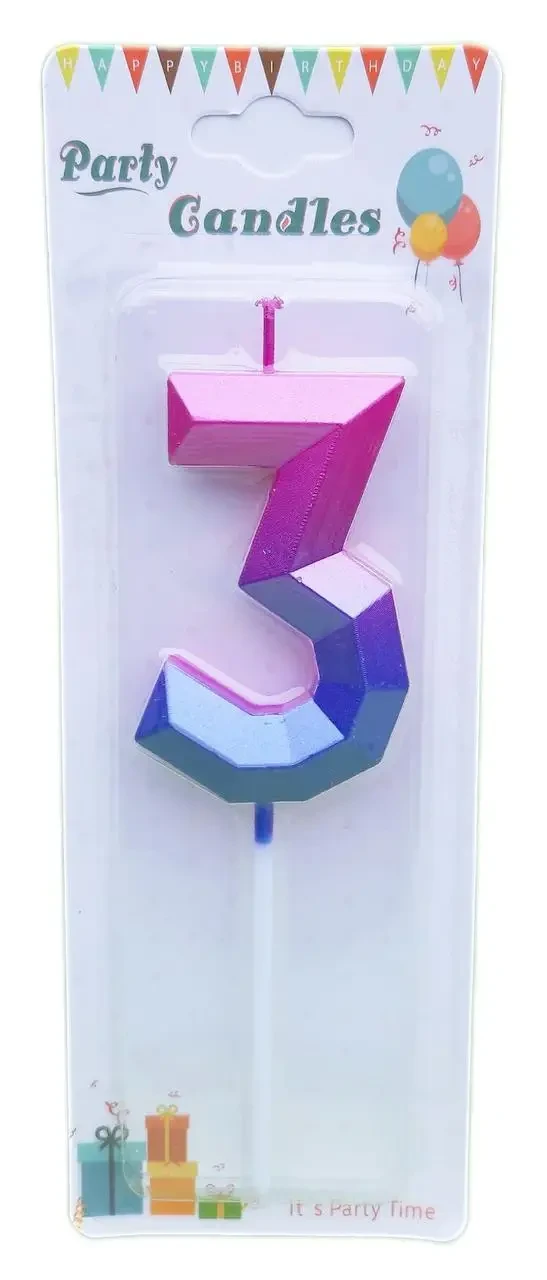 Свічки на торт Цифри - градієнт "3", фото 1