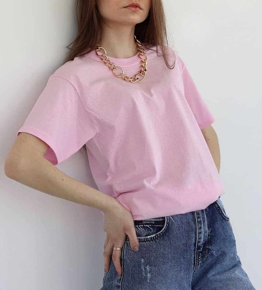 Світло рожева оверсайз футболка Fruit of the loom VALUEWEIGHT pink базова унісекс 100% бавовна пудра однотонна
