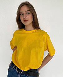 Сонячно жовта 💛Базова яскрава oversize однотонна бавовняна футболка — Fruit of the loom Valueweight
