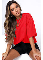 Червона Базова oversize футболка Fruit of the loom Valueweight 100% бавовна однотонна // 33 кольори //