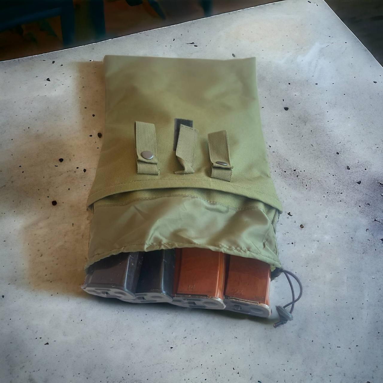 Тактический подсумок для ЗСУ, сумка для сброса пустых магазинов АК с креплением типа МОЛИ в оттенке олива sux - фото 2 - id-p2148937342