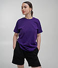 Фіолетова💜 базова унісекс футболка оверсайз fruit of the loom Valuweight purple, фото 10