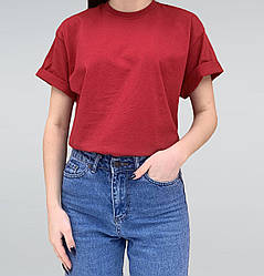 Цегляно червона базова унісекс футболка оверсайз fruit of the loom Valuweight