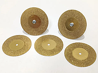 Комплект: Диск алмазный 35 мм-10 шт + держатель дисков -2 шт для гравера и дрели (GOLD)