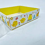 Коробка для пряника, 120*120*35 мм, з прозорою кришкою, "Великодні курчата", фото 4