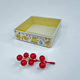 Коробка для пряника, 120*120*35 мм, з прозорою кришкою, "Великодні курчата", фото 3