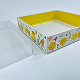 Коробка для пряника, 160*160*35 мм, з прозорою кришкою, "Великодні курчата", фото 4