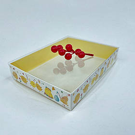 Коробка для пряника, 200*150*35 мм, з прозорою кришкою, "Великодні курчата"