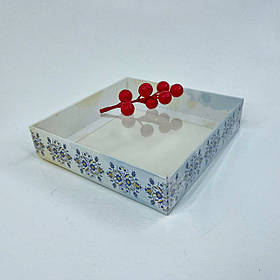 Коробка для пряника, 160*160*35 мм, з прозорою кришкою, "Вишиванка"