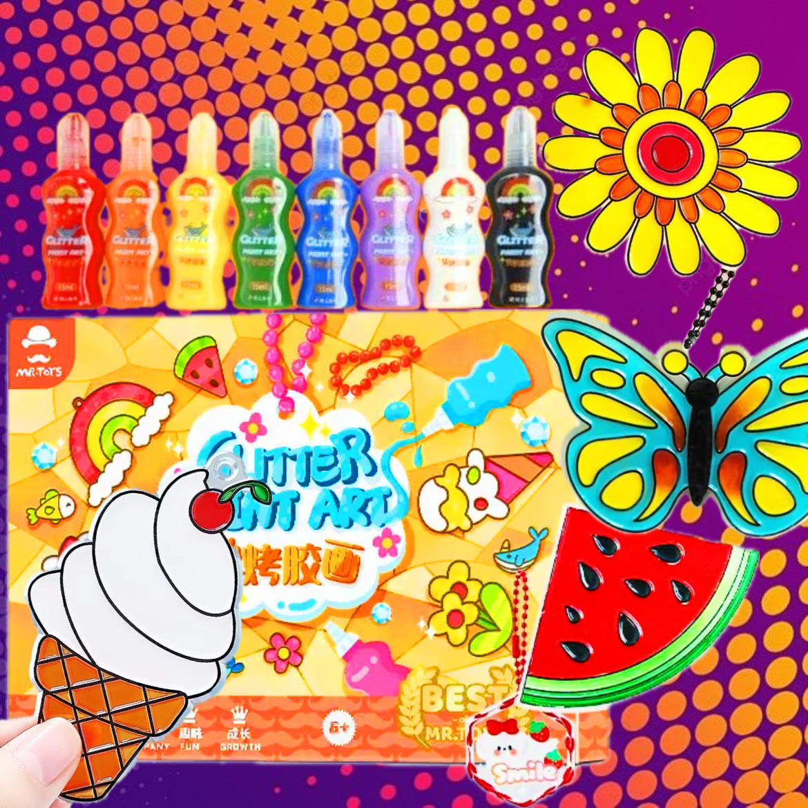 Набір для виготовлення брелоків із блискітками Glitter Paint Art Дитячий ігровий набір для творчості